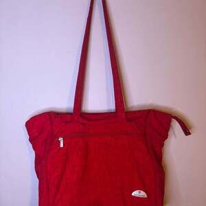 Samsonite Red Nylon Lightweight Packable Travel Tote Shoulder Bag